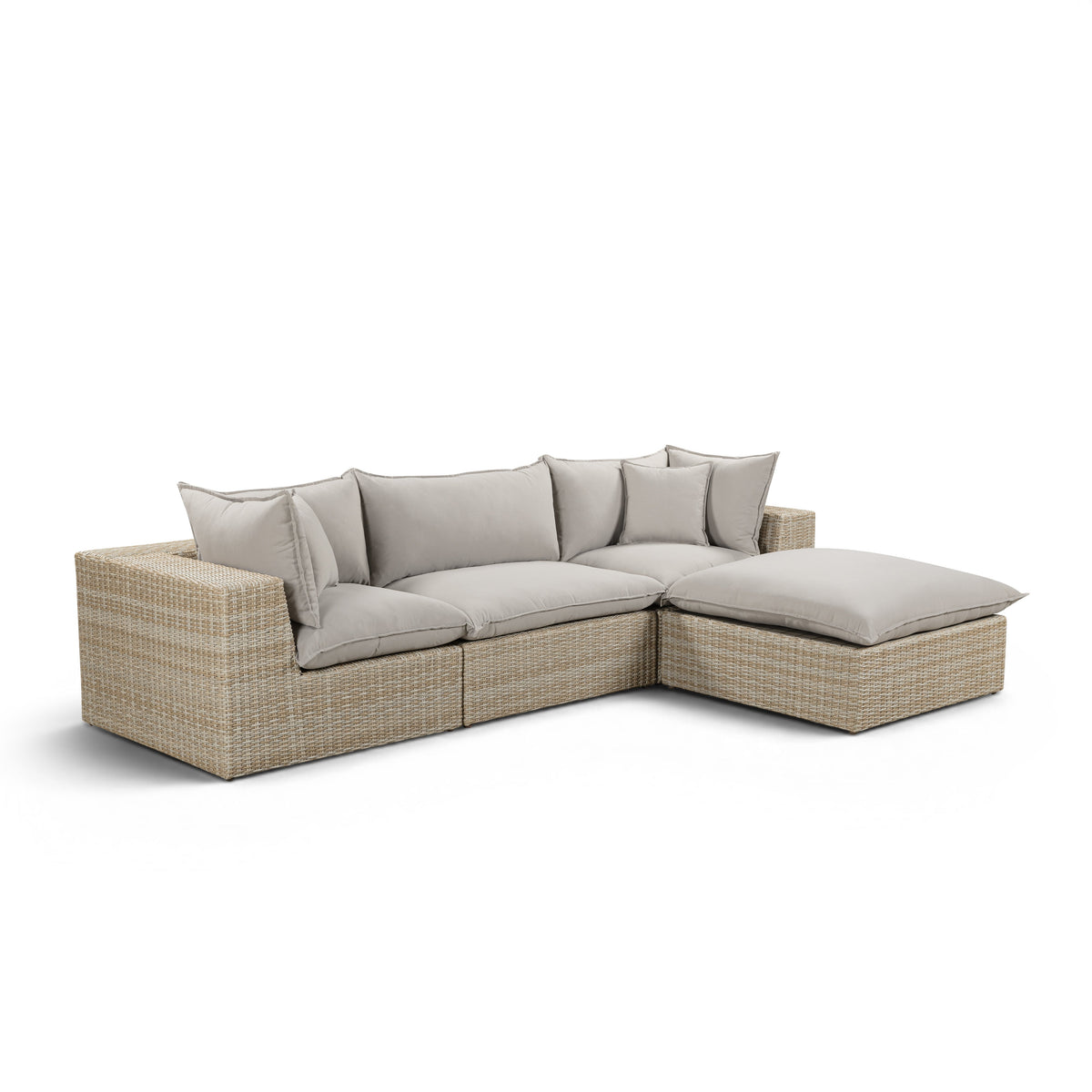 Cali 4-Piece Performance Fabric & Wicker Outdoor Sectional