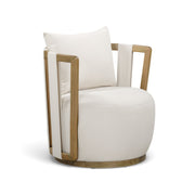 Paolo Cream Upcycled Basketweave Fabric Outdoor Accent Chair