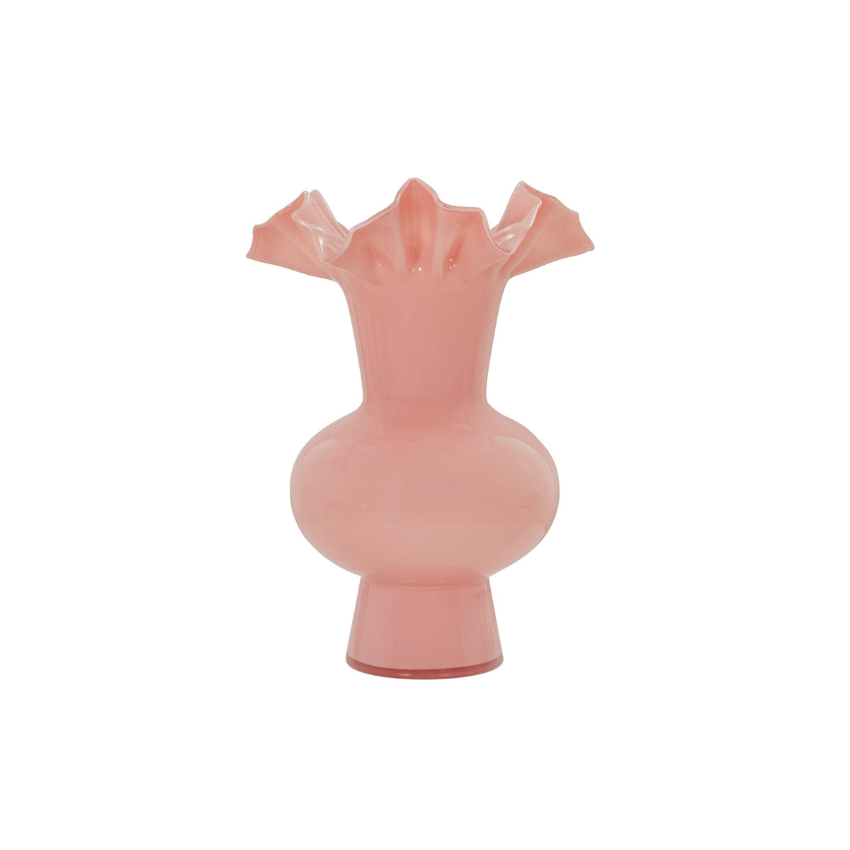 Spackle Ruffled Pink Glass Vase (12"-18")
