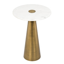 Clement Antique Brass Side Table with White Marble
